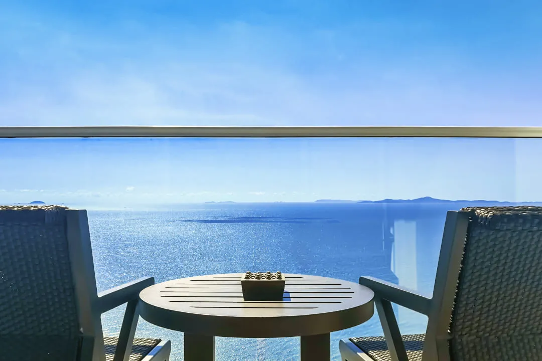 Sea view from a hotel room