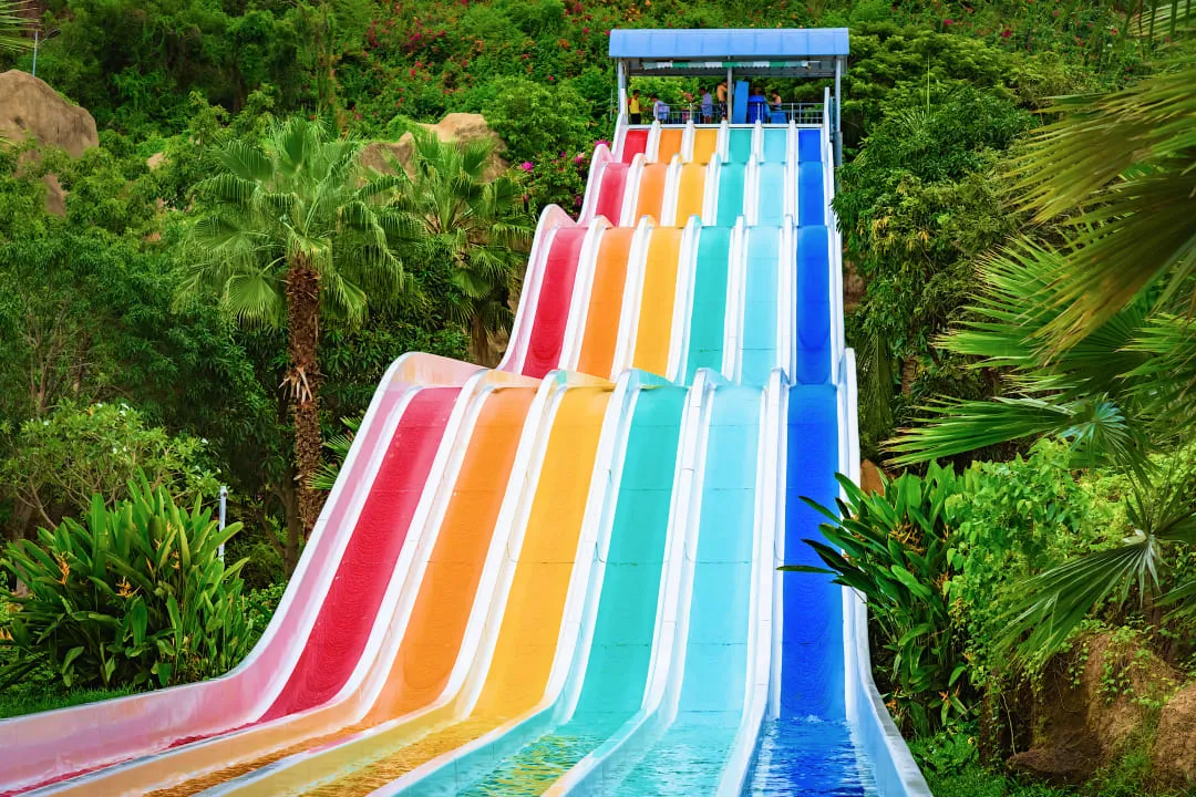 Colorful slide in the water park