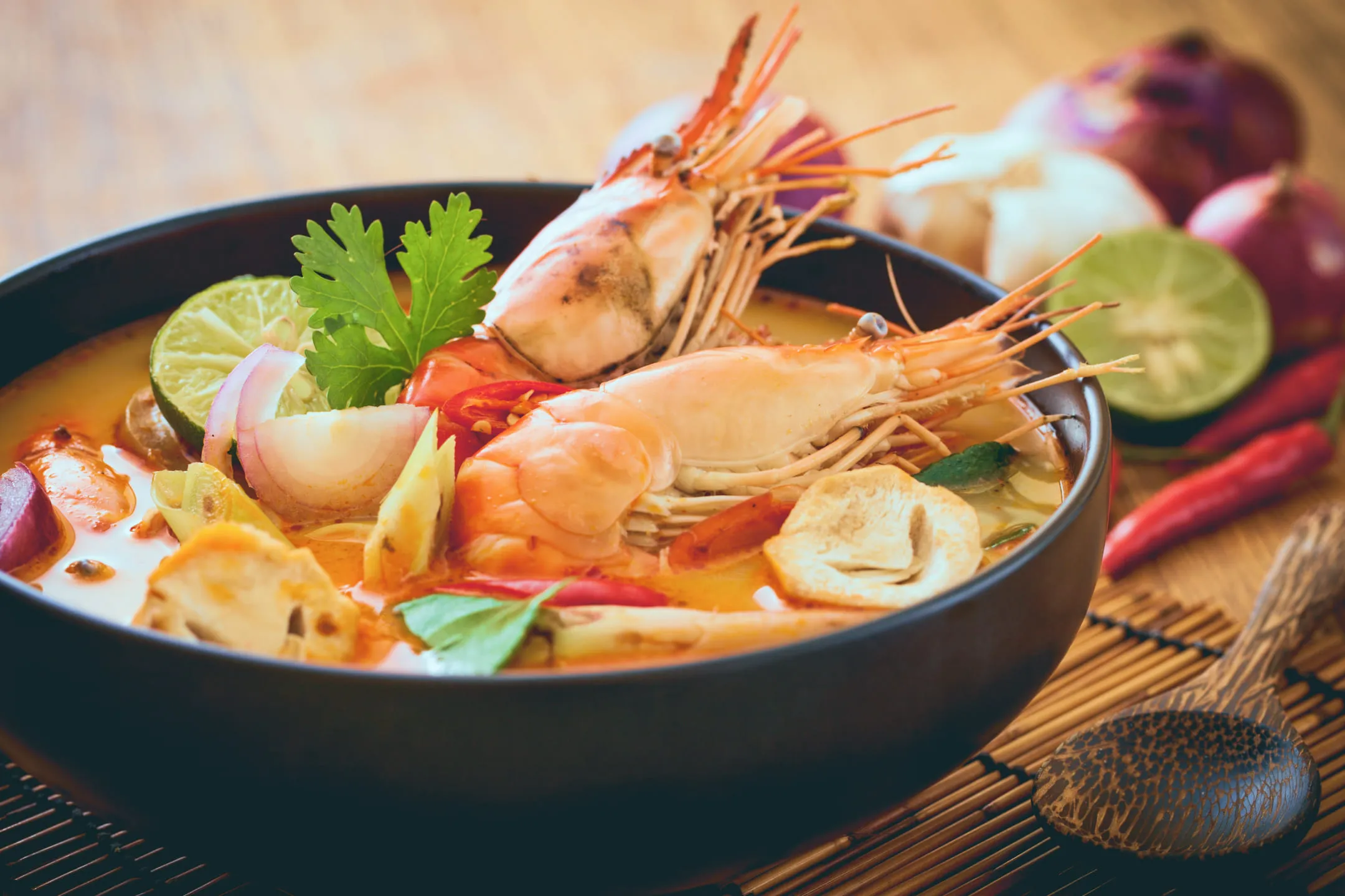 Thai soup in a restaurant