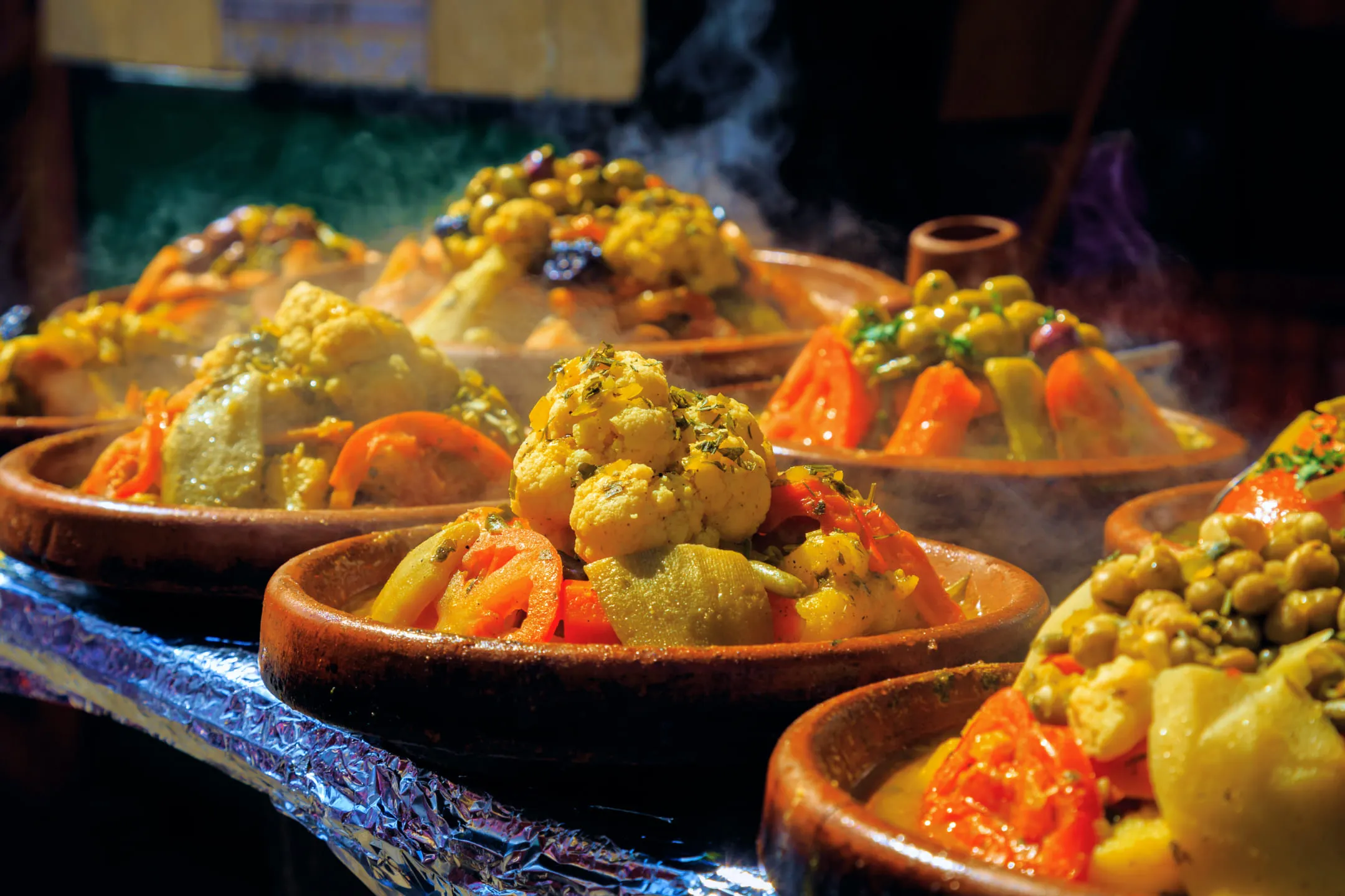 Fried vegetables on plates