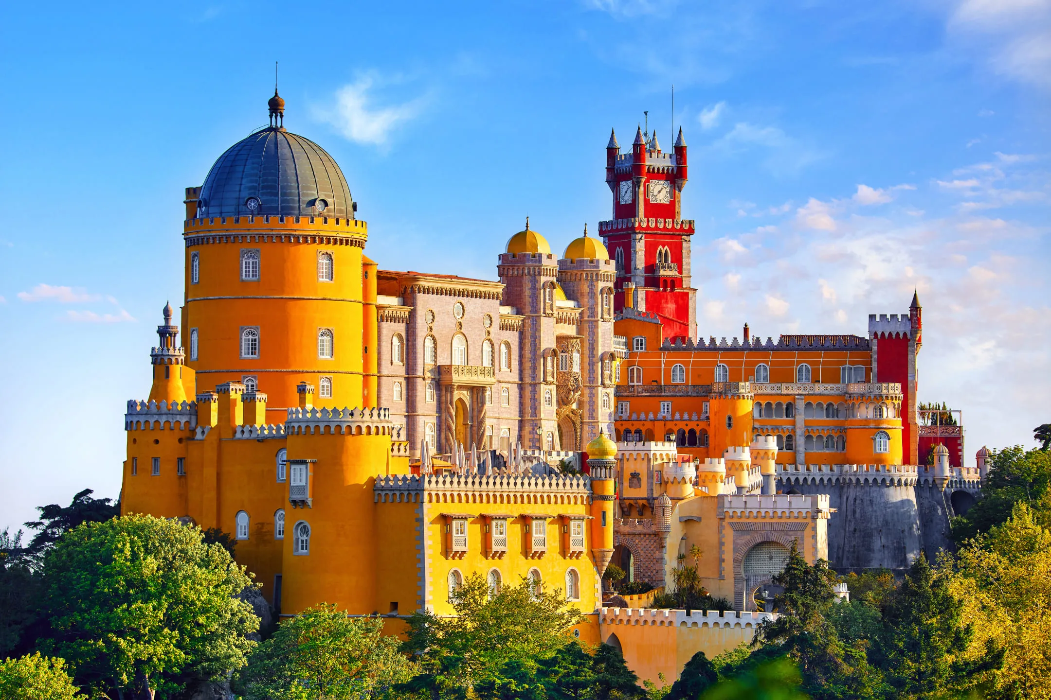 Colorful palace with a large round dome