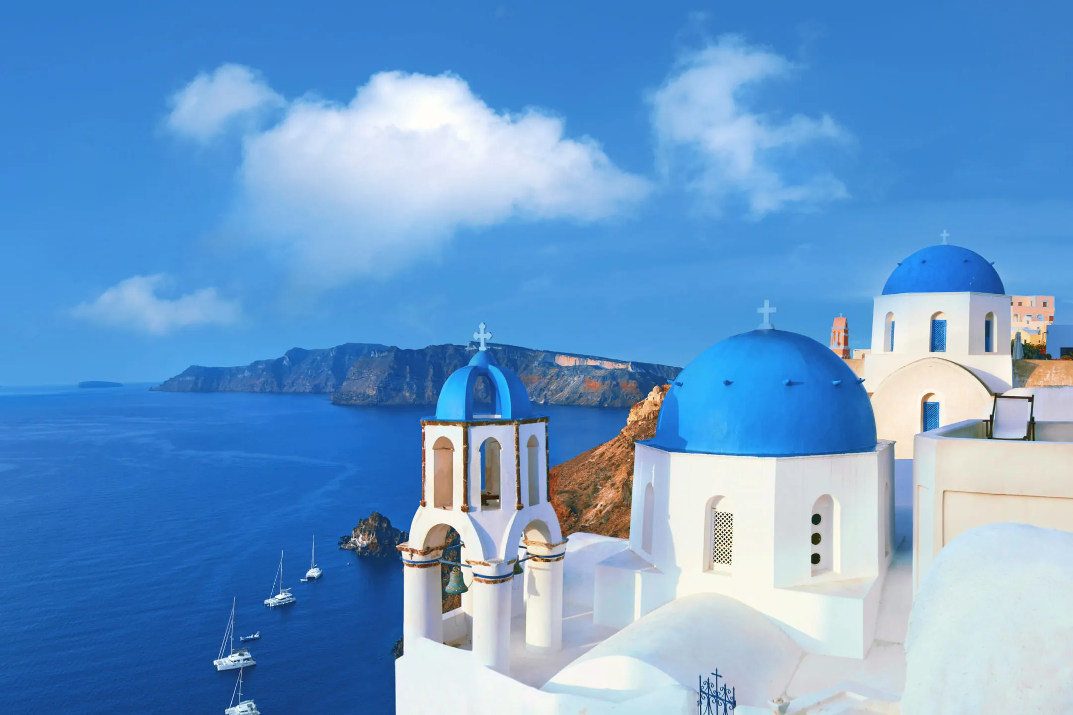 Blue domes of Greek houses