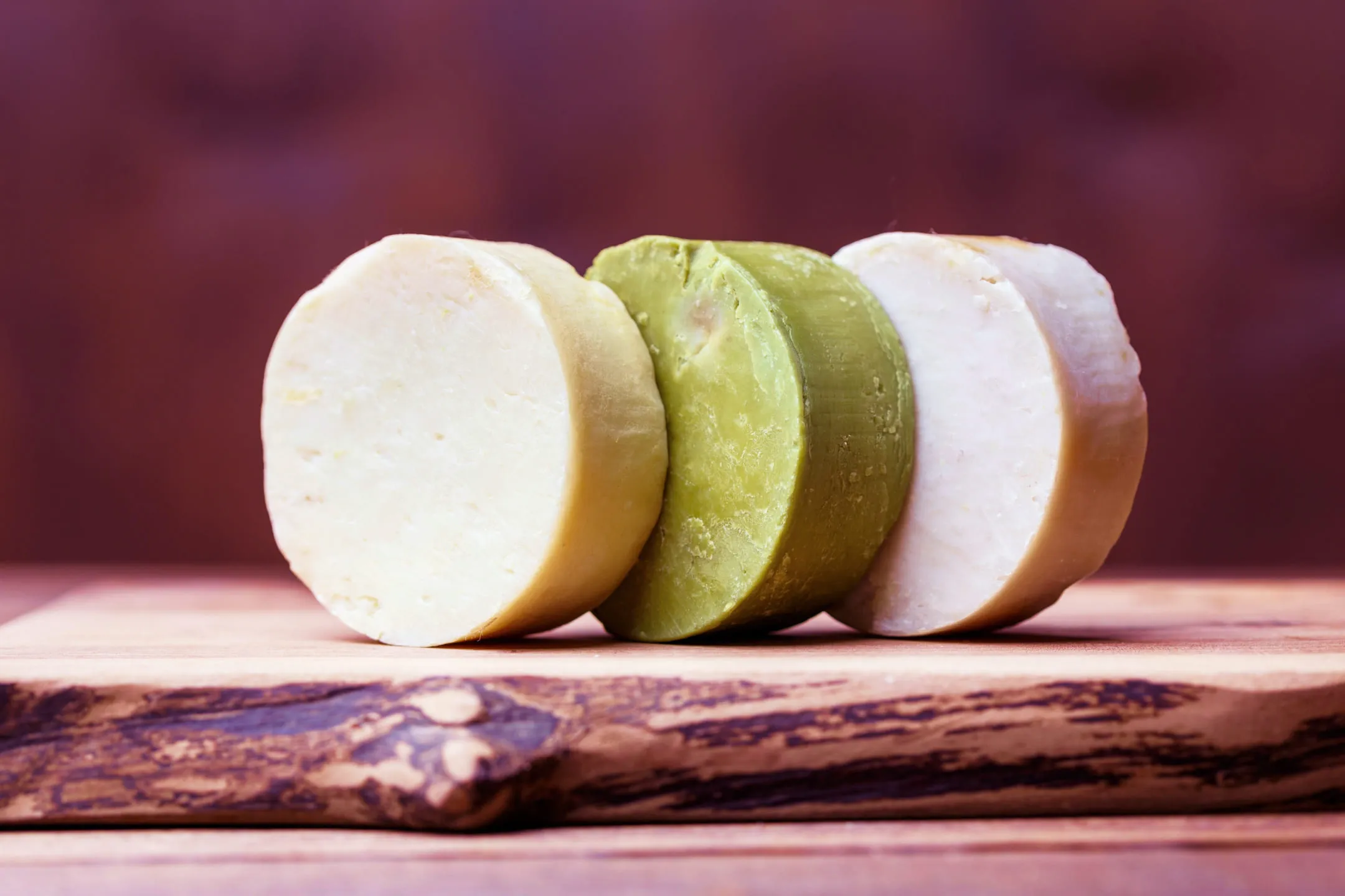 Round soaps of different colors