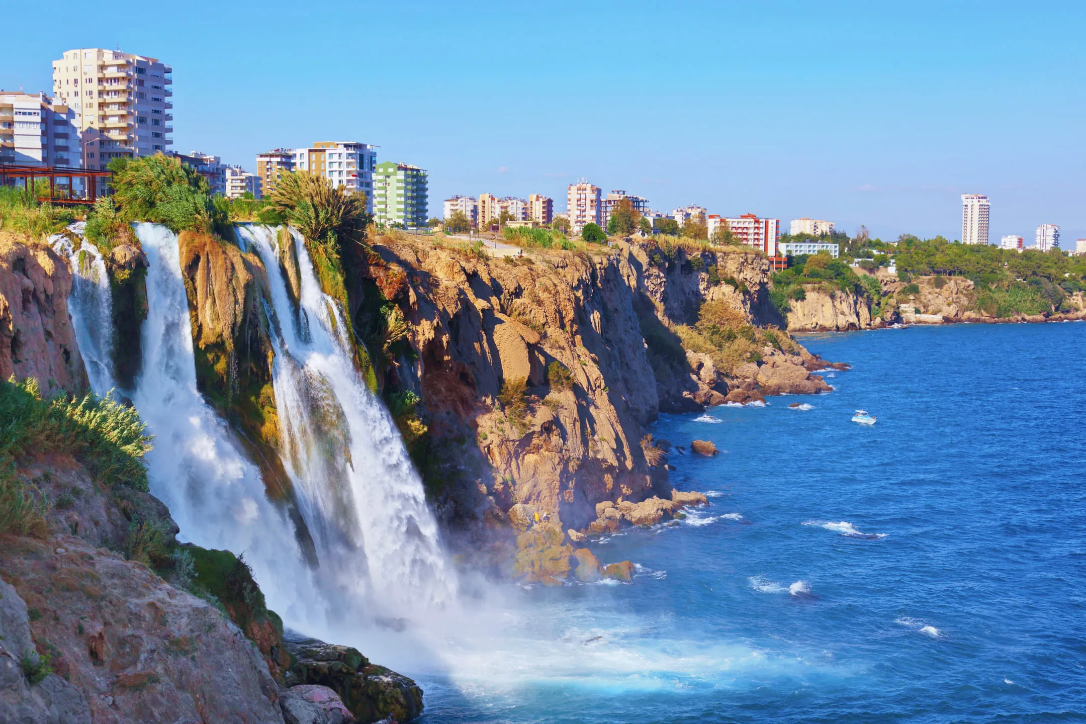 City near a waterfall