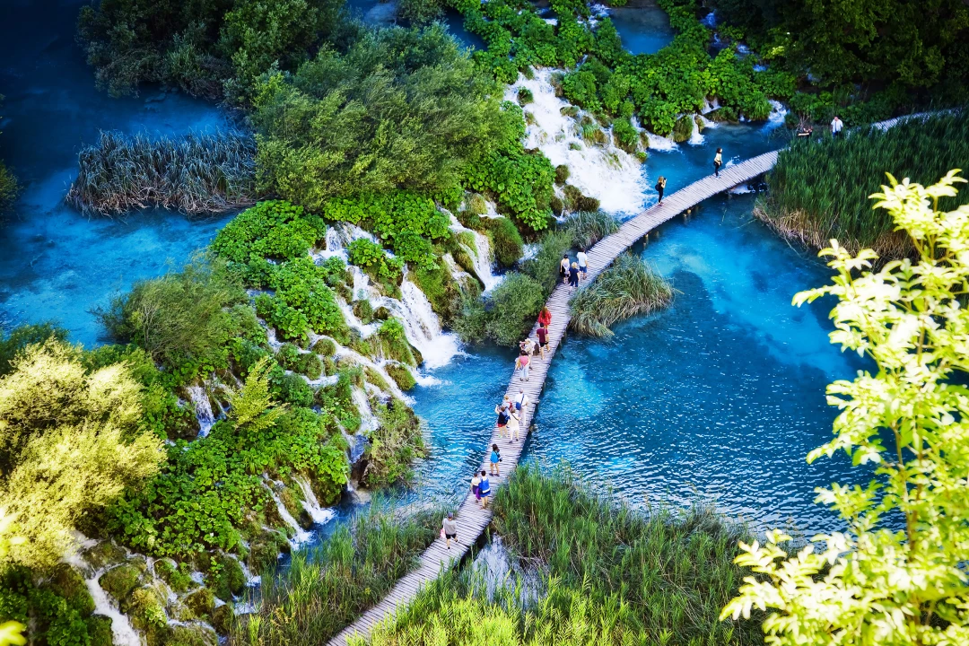 Wooden bridge over lakes