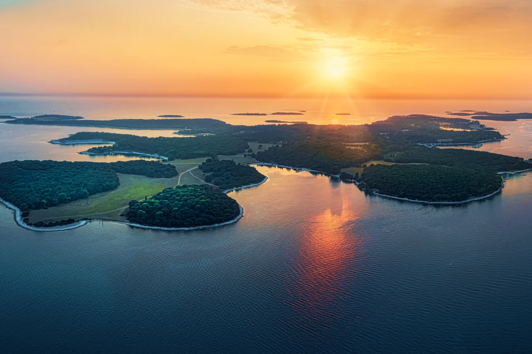 Unusually shaped island in the middle of the sea