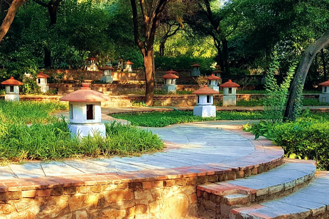Stairs leading to a fountain