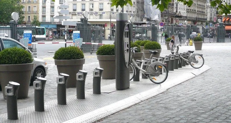 practically empty bike rental station
