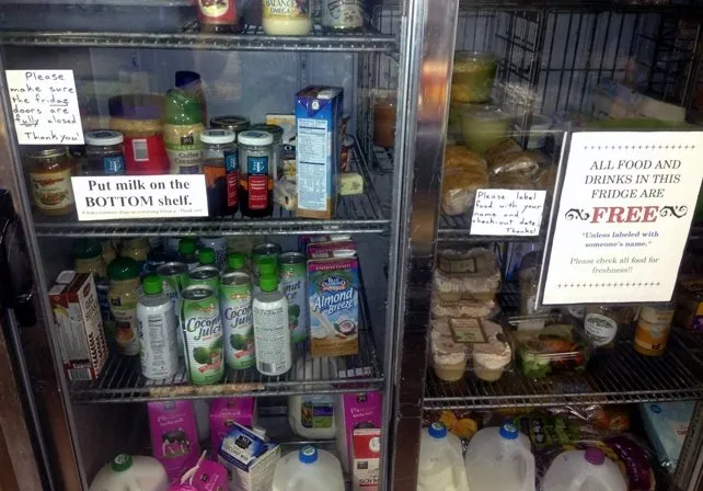 shelf in the fridge with free food