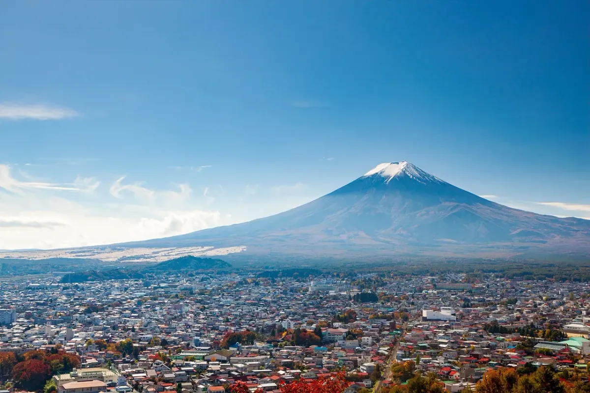 Mountain towering over the city