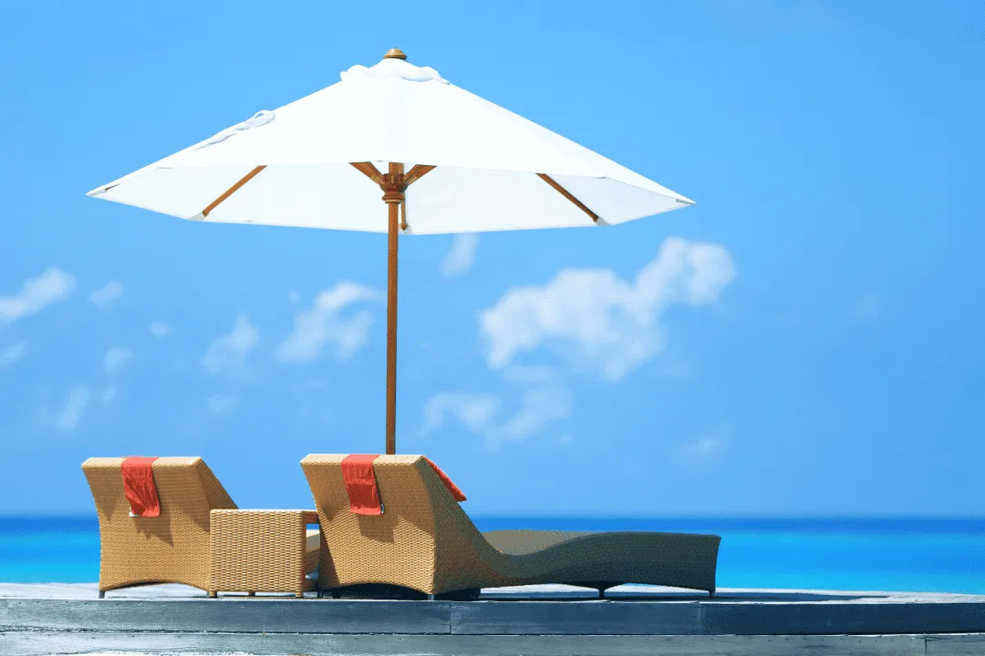 Sun loungers on the seashore