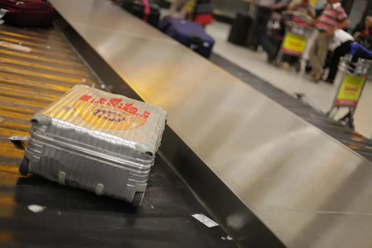 Suitcase on a baggage carousel