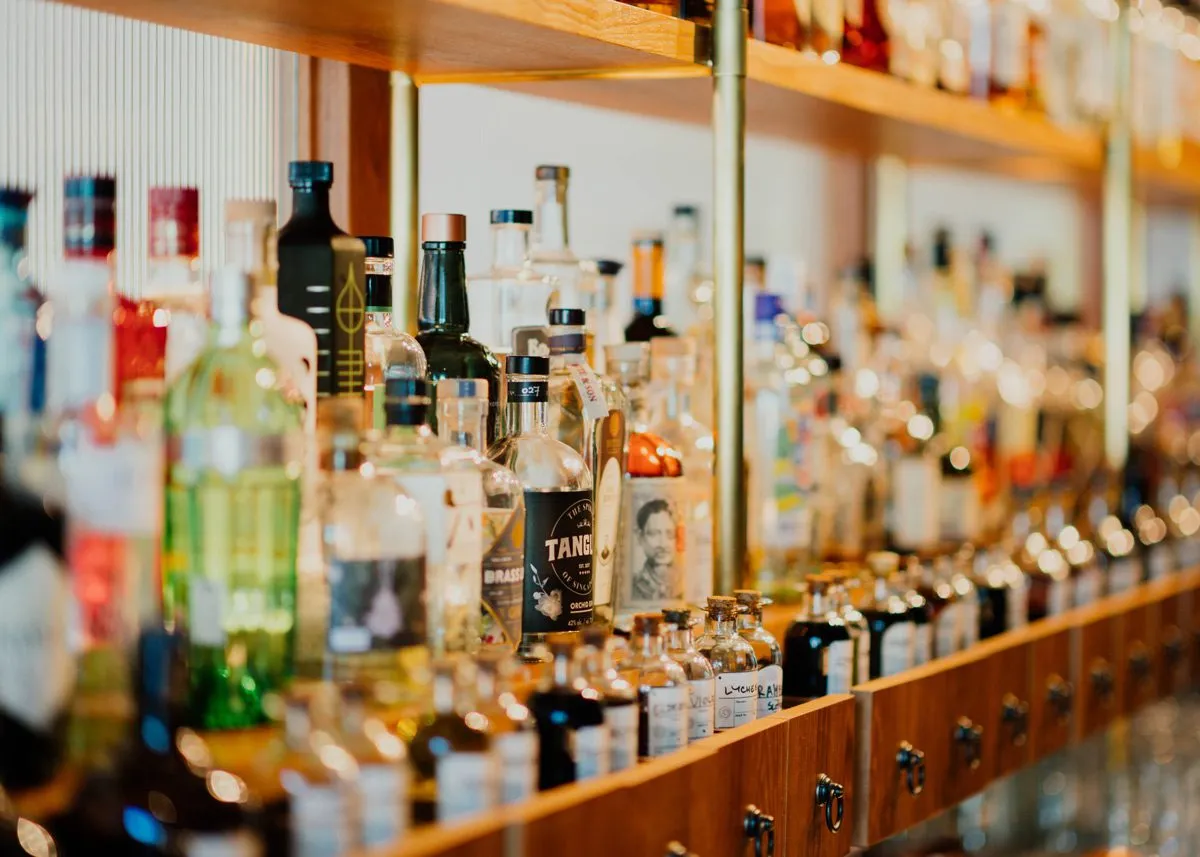 Shelf with alcoholic beverages