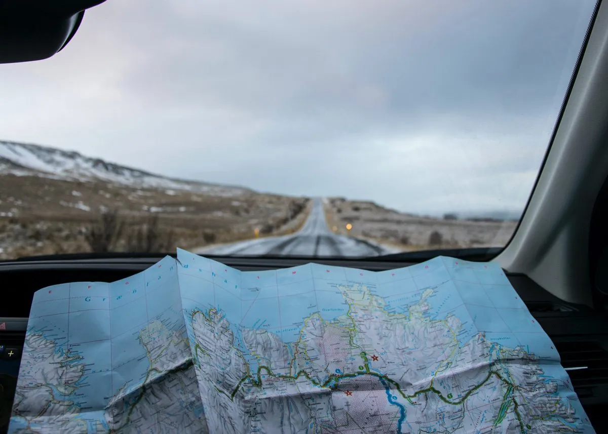 Map on the car dashboard