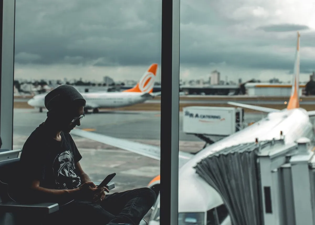 Person in airport waiting area