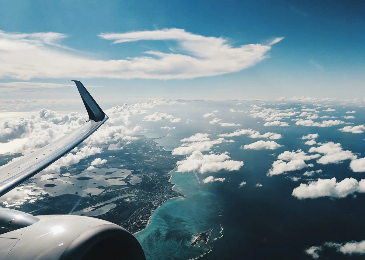Sea view from an airplane window