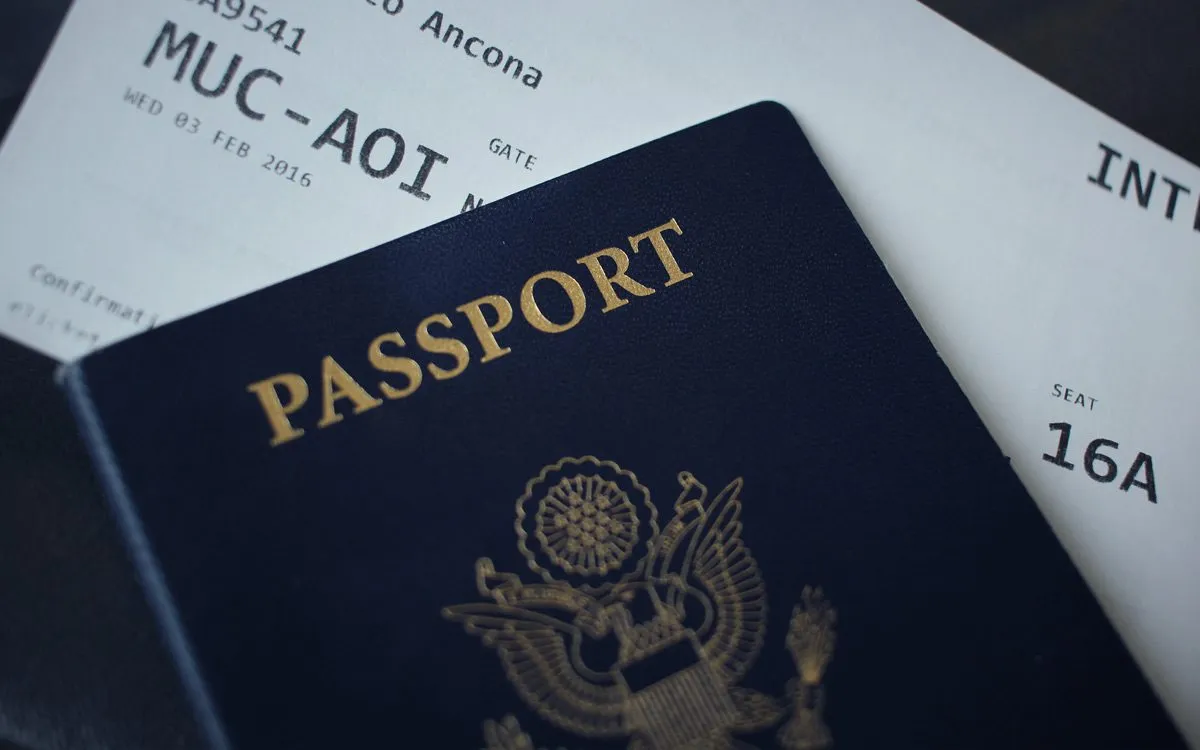Ticket inserted in passport
