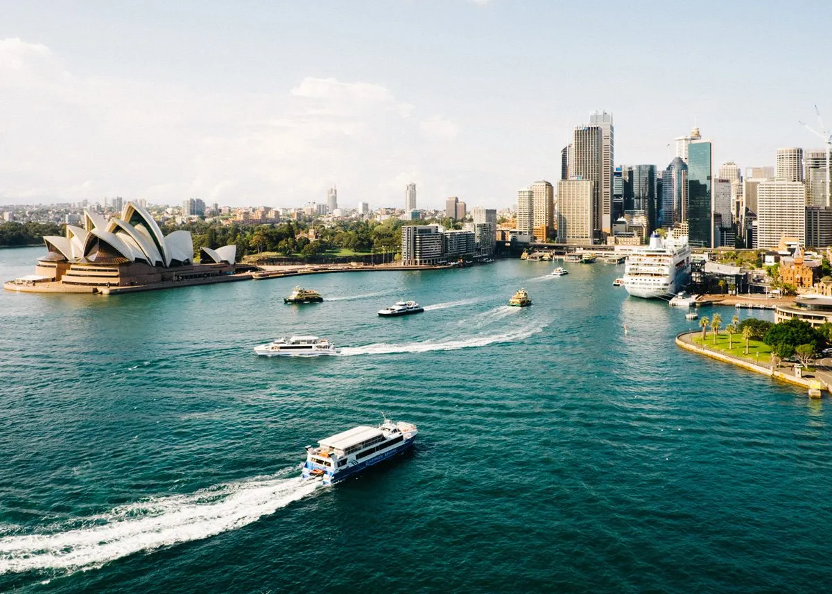 Ships sailing into the city
