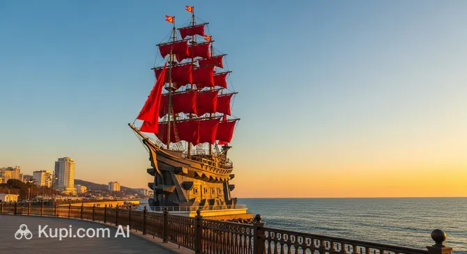 Scarlet Sails Ship Sculpture